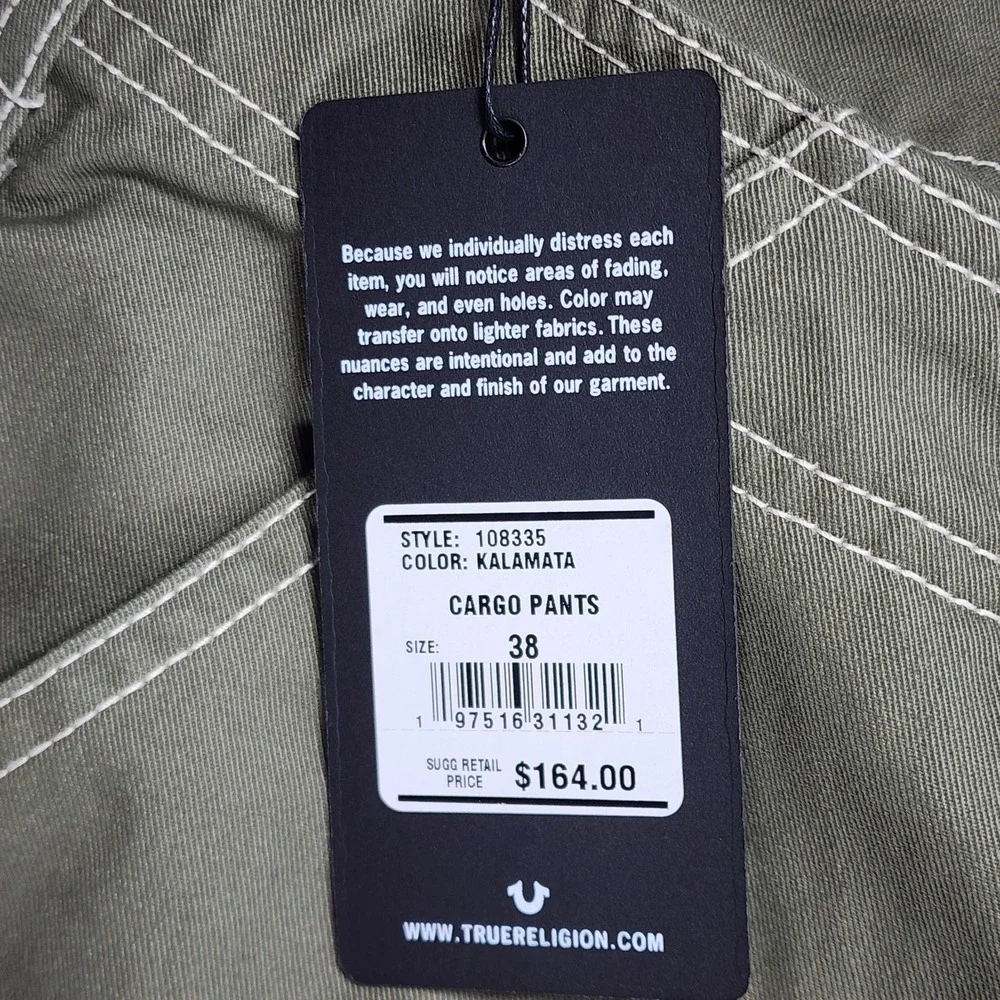 True Religion Men's Cargo Pants Workwear Utility‎ Streetwear Size 38 NWT